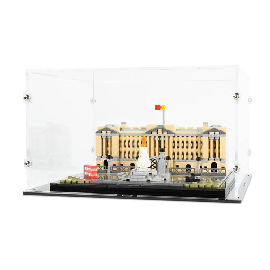 Angled view of LEGO 21029 Buckingham Palace Display Case.