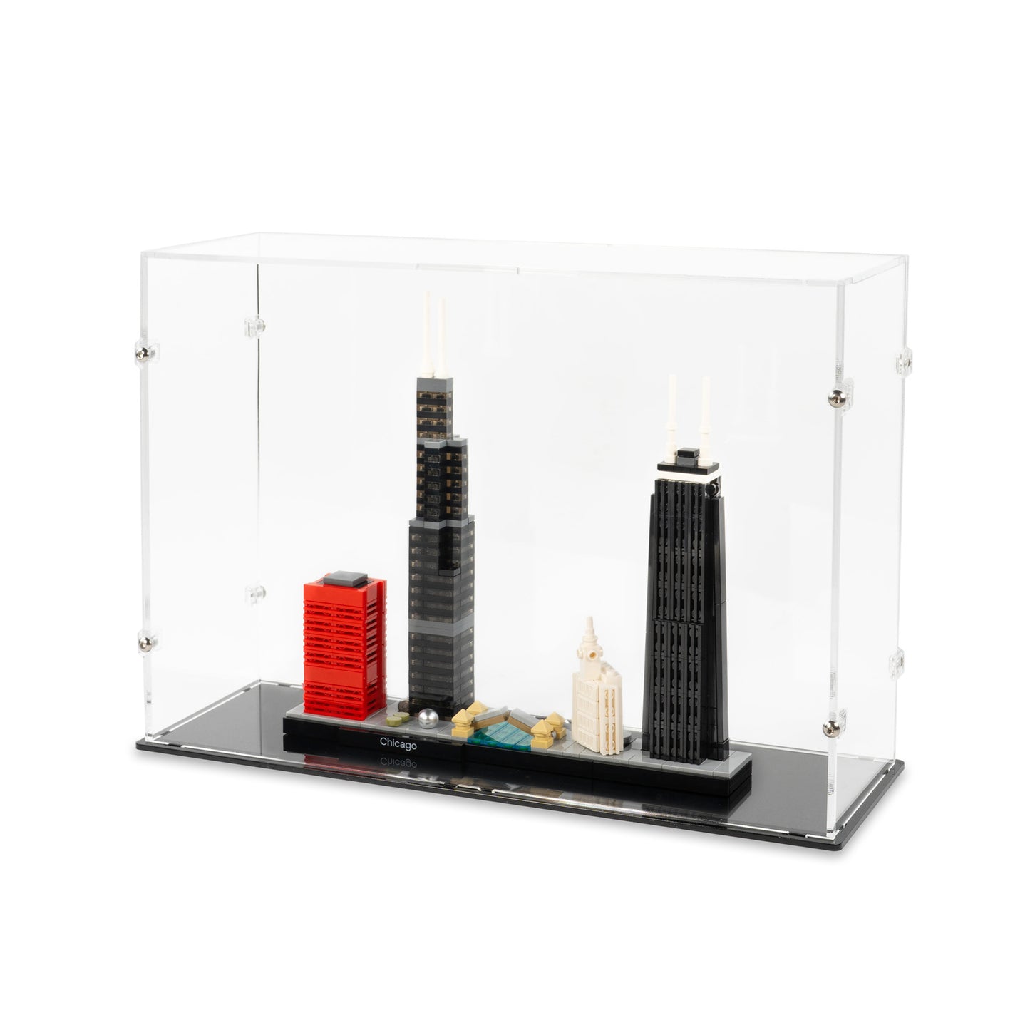 Angled top view of LEGO 21033 Chicago Display Case.