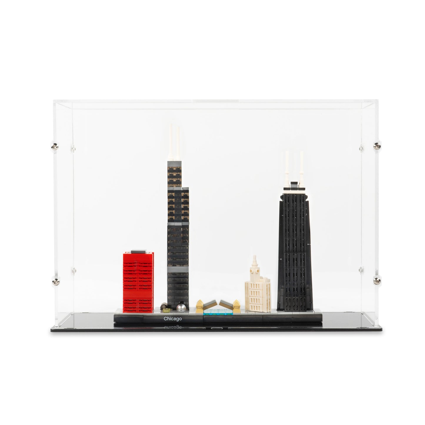 Front view of LEGO 21033 Chicago Display Case.