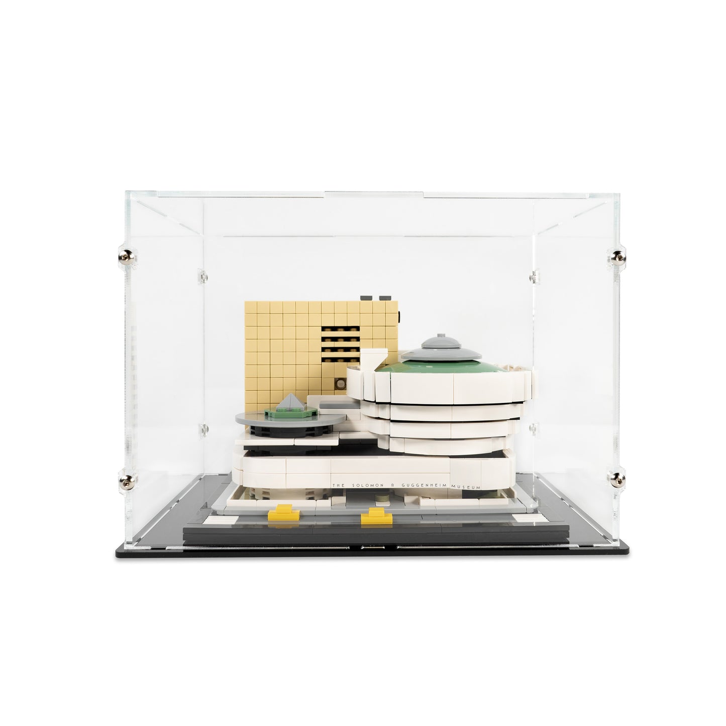 Front view of LEGO 21035 Solomon R Guggenheim Museum Display Case.