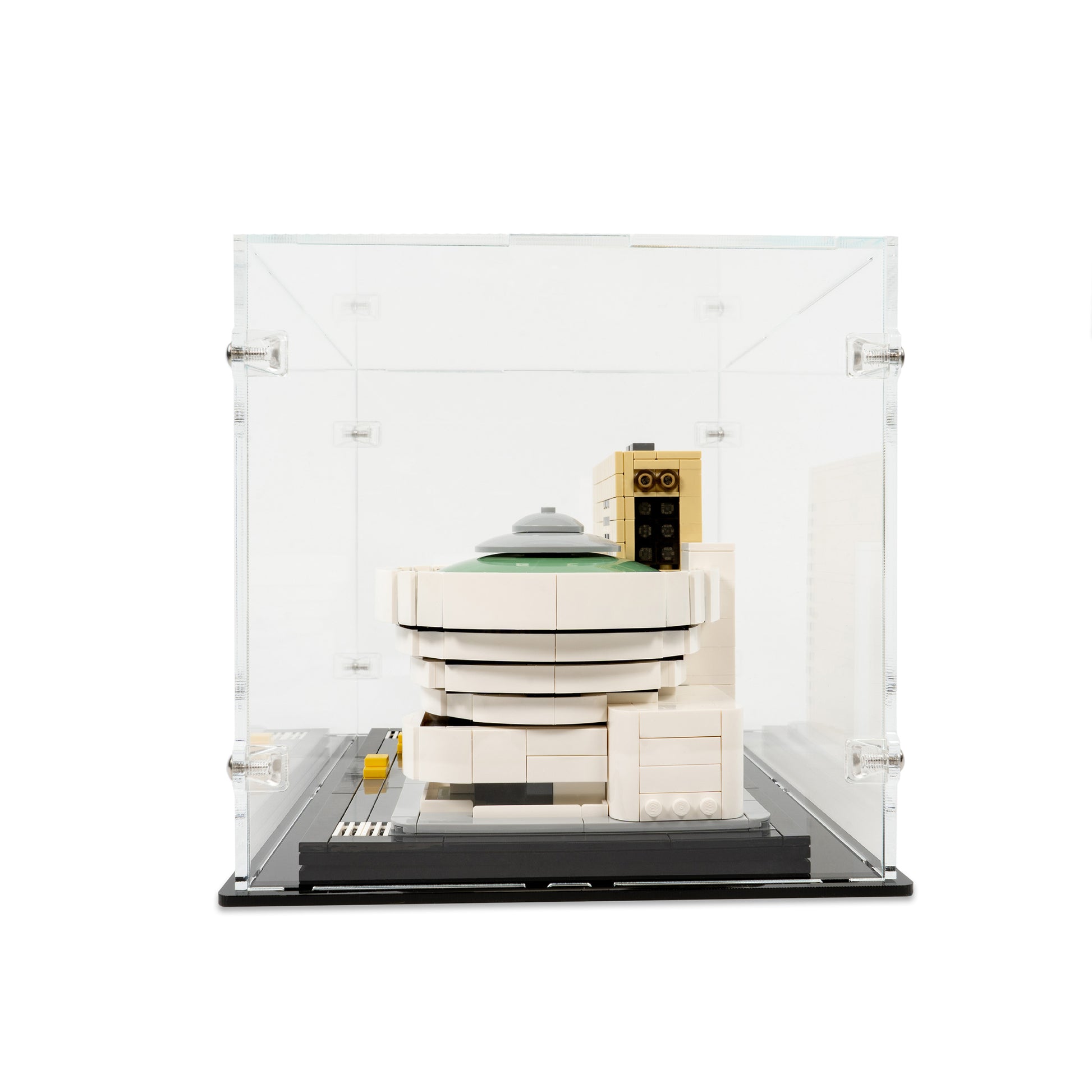 Side view of LEGO 21035 Solomon R Guggenheim Museum Display Case.