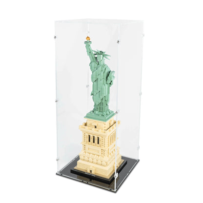Angled top view of LEGO 21042 Statue of Liberty Display Case.