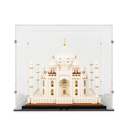 Front view of LEGO 21056 Taj Mahal Display Case.