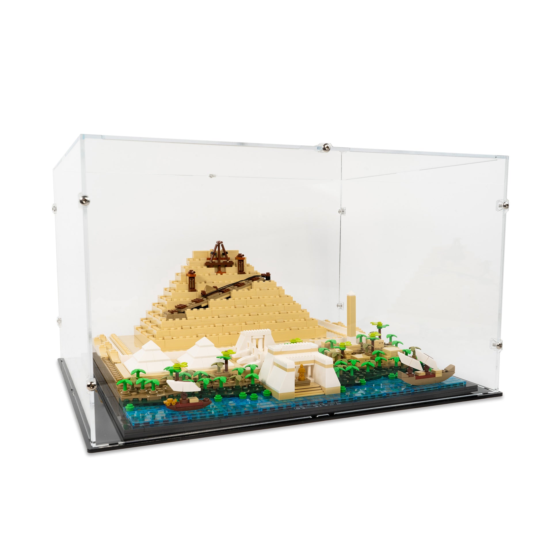Angled view of LEGO 21058 Great Pyramid of Giza Display Case.