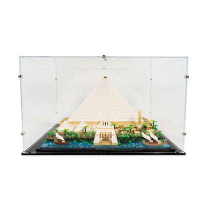 Front view of LEGO 21058 Great Pyramid of Giza Display Case.