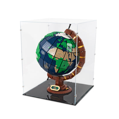 Angled top view of LEGO 21332 The Globe Display Case.