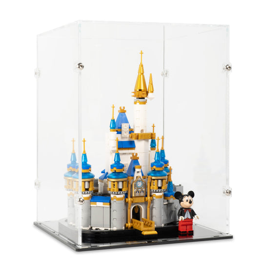 Angled view of LEGO 40478 Mini Disney Castle Display Case.