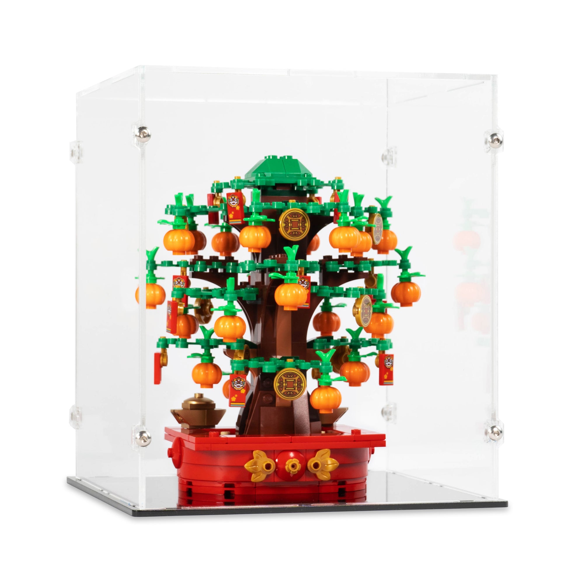Angled view of LEGO 40648 Money Tree Display Case.
