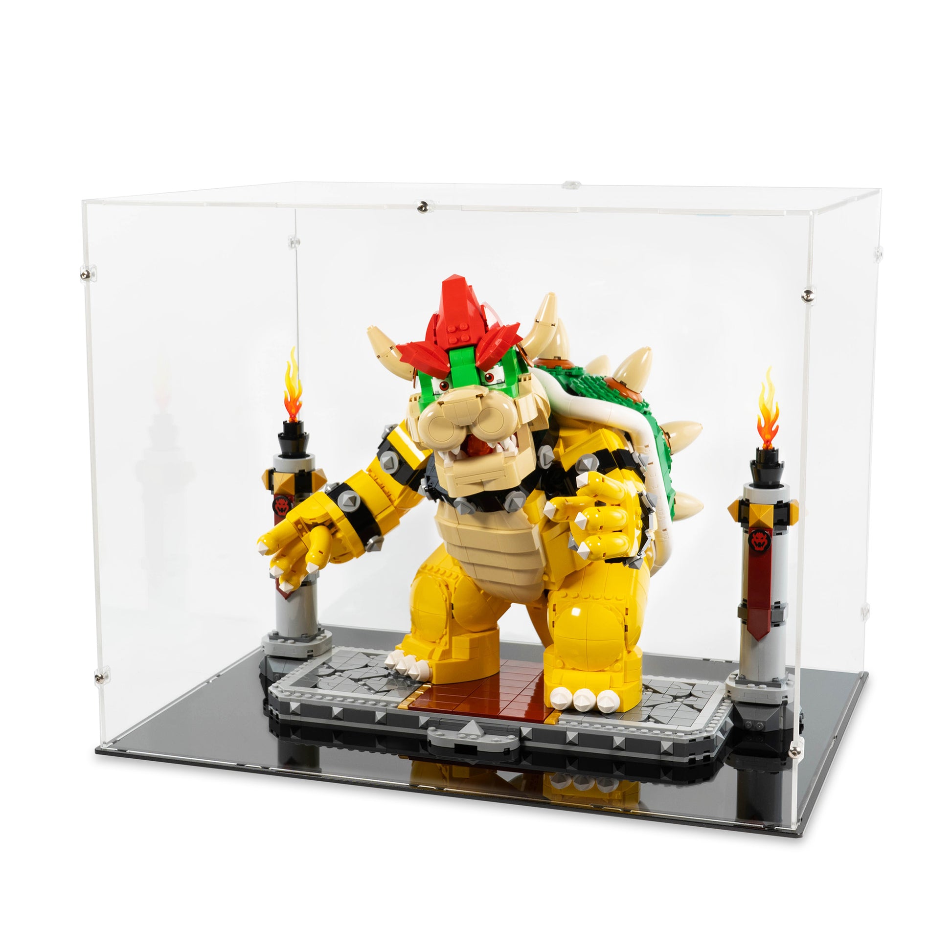 Angled top view of LEGO 71411 The Mighty Bowser Display Case.