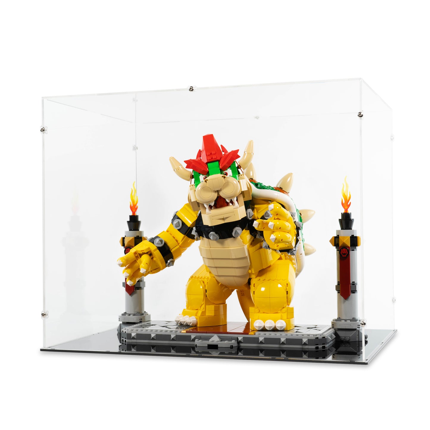 Angled view of LEGO 71411 The Mighty Bowser Display Case.