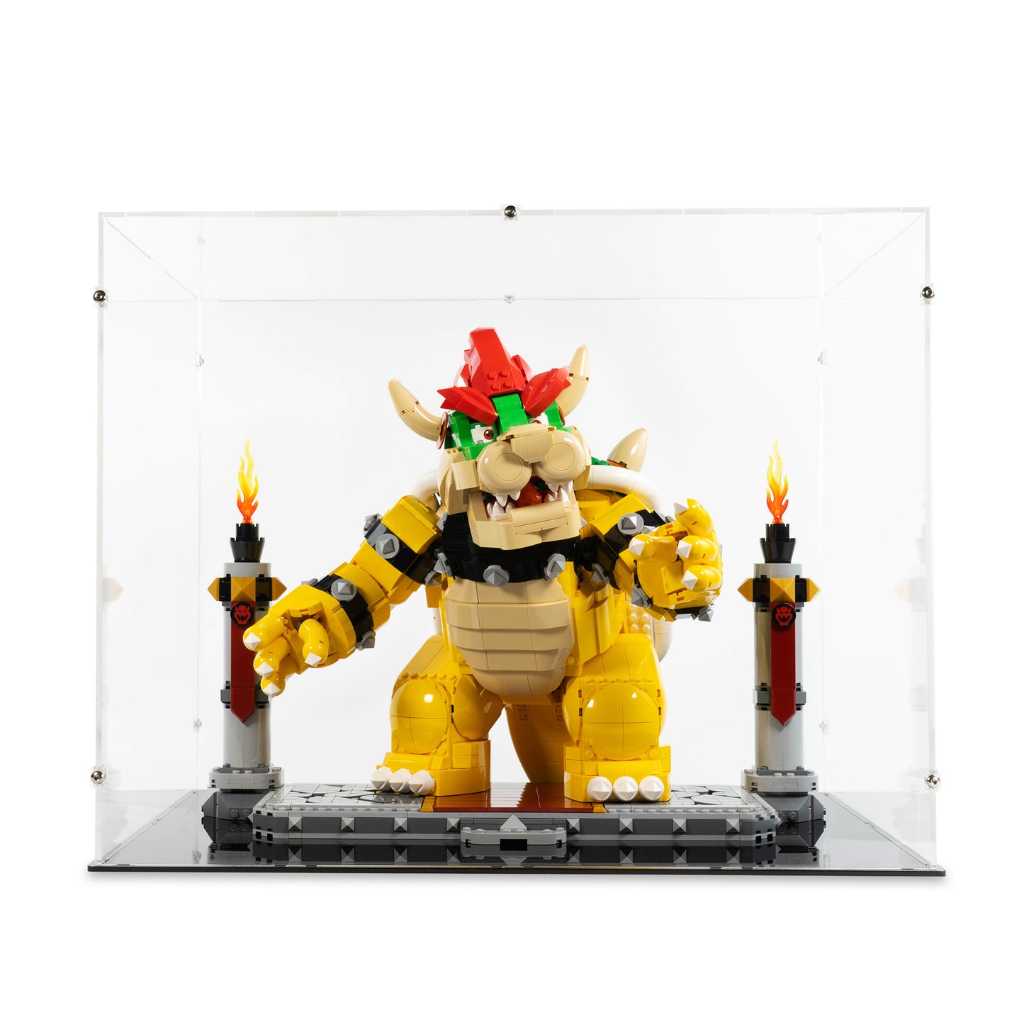 Front view of LEGO 71411 The Mighty Bowser Display Case.