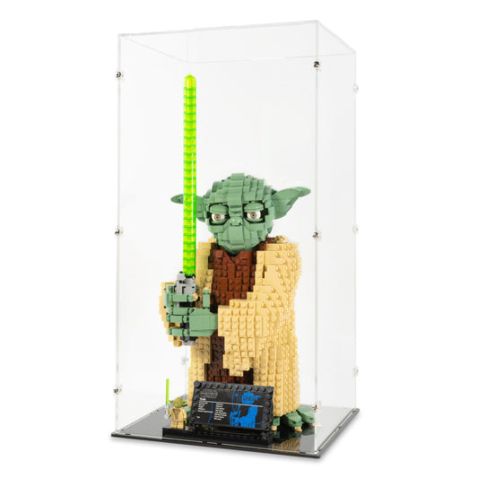 Angled view of LEGO 75255 Yoda Display Case.