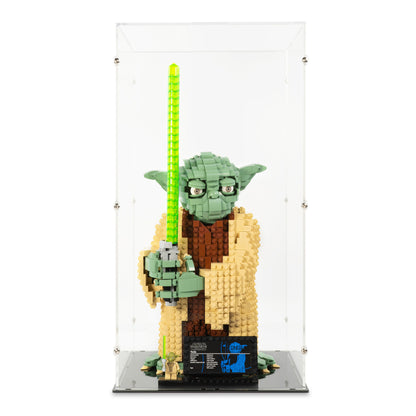 Front view of LEGO 75255 Yoda Display Case.
