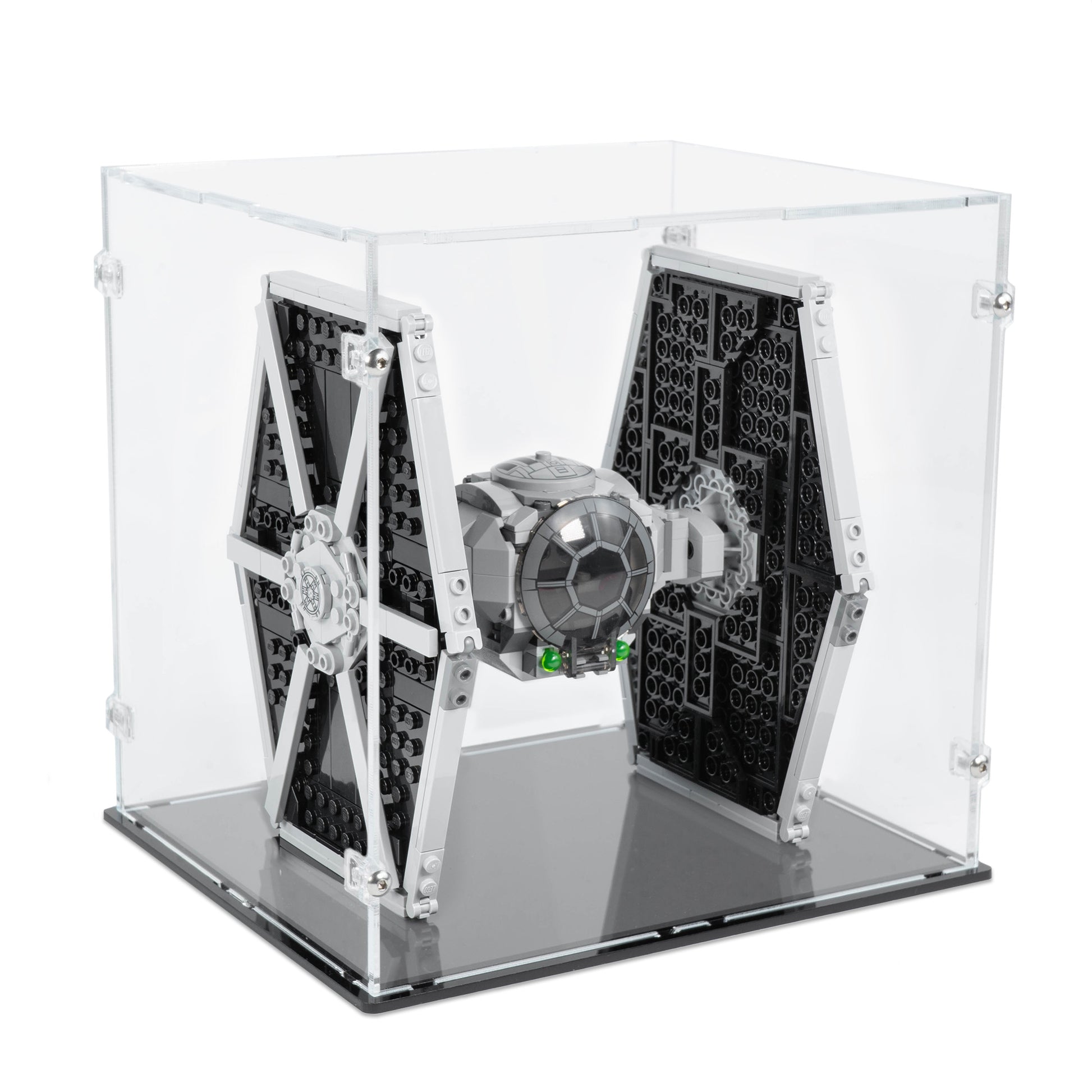 Angled top view of LEGO 75300 Imperial TIE Fighter Display Case.