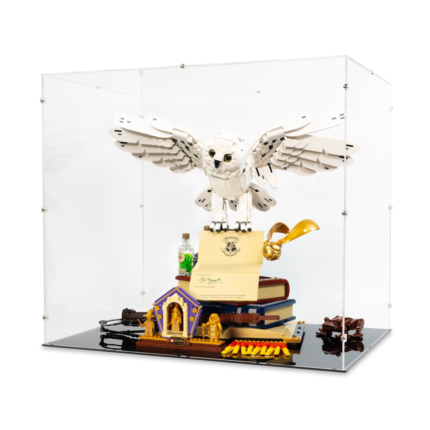 Angled view of LEGO 76391 Hogwarts Icons Collectors' Edition Display Case.