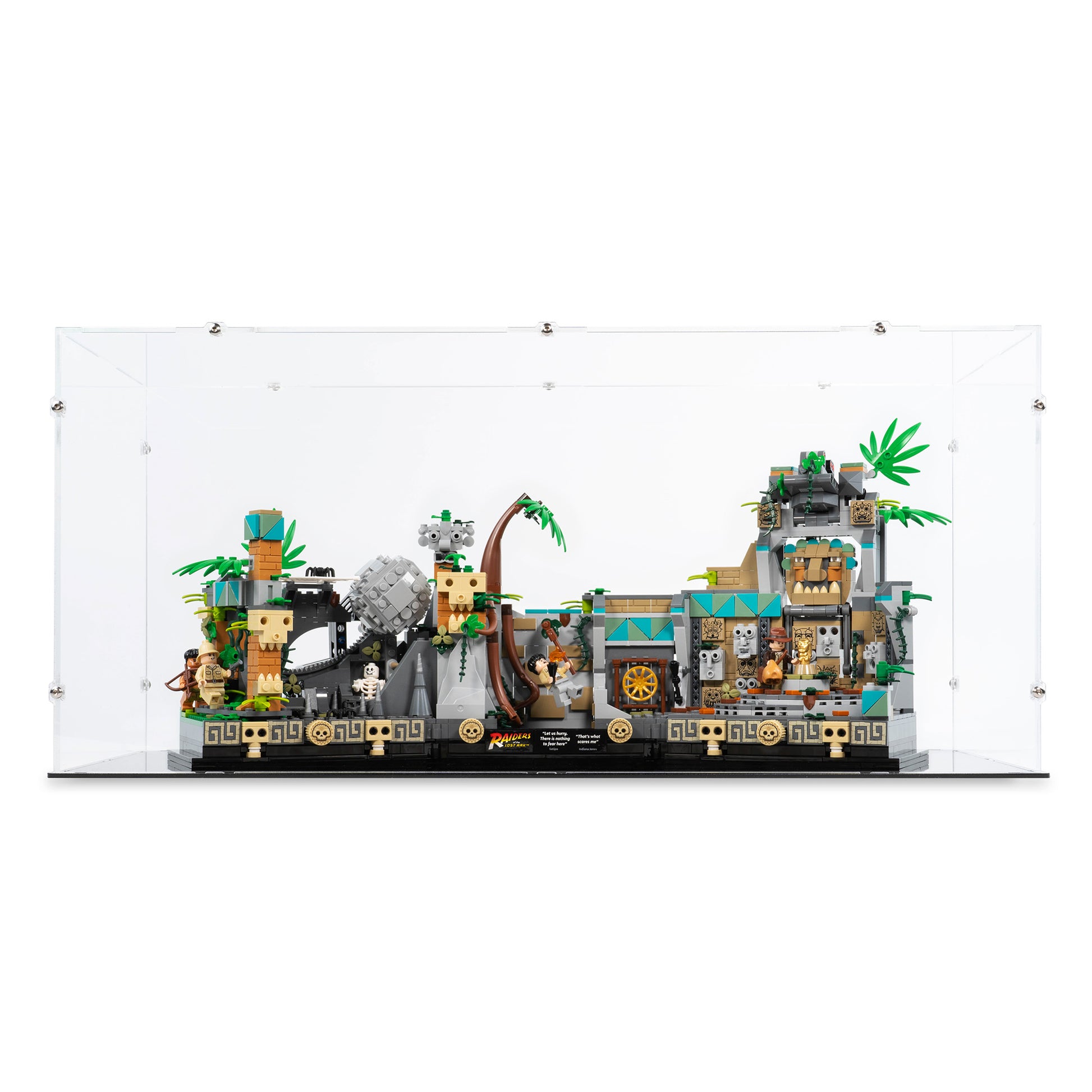 Front view of LEGO 77015 Temple of the Golden Idol Display Case.